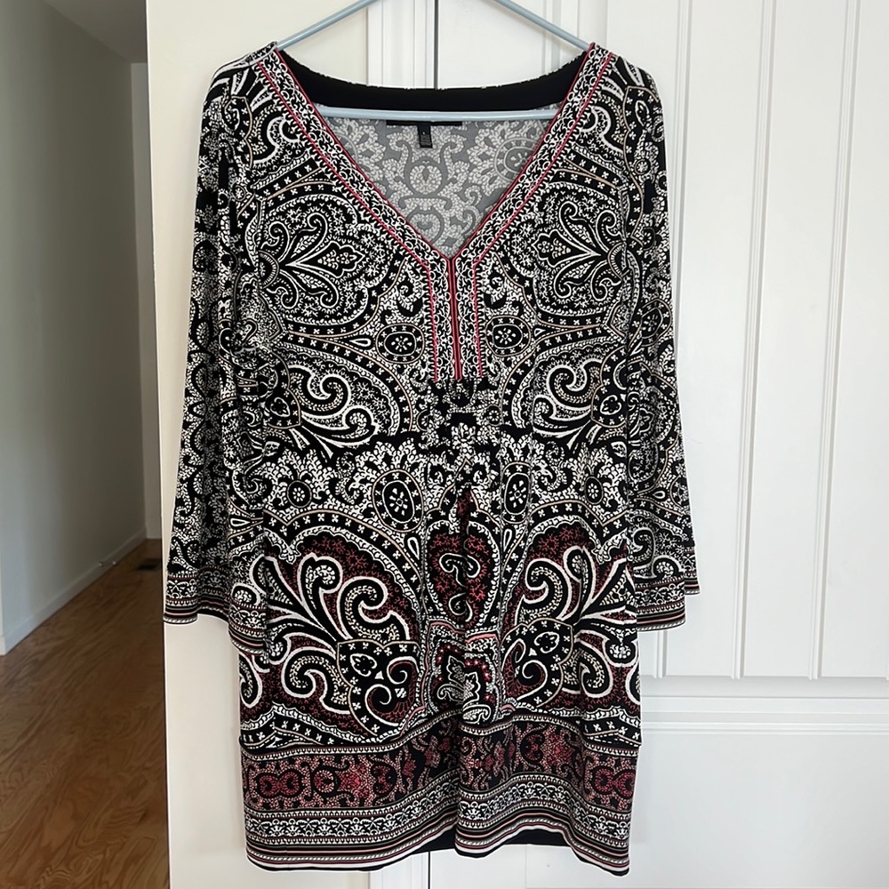 White House, Black Market Paisley Tunic Shift Dress WHBM